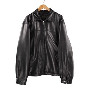 Vintage Golden Bear San Francisco Mens XL Tall Black Leather Full Zip Jacket USA